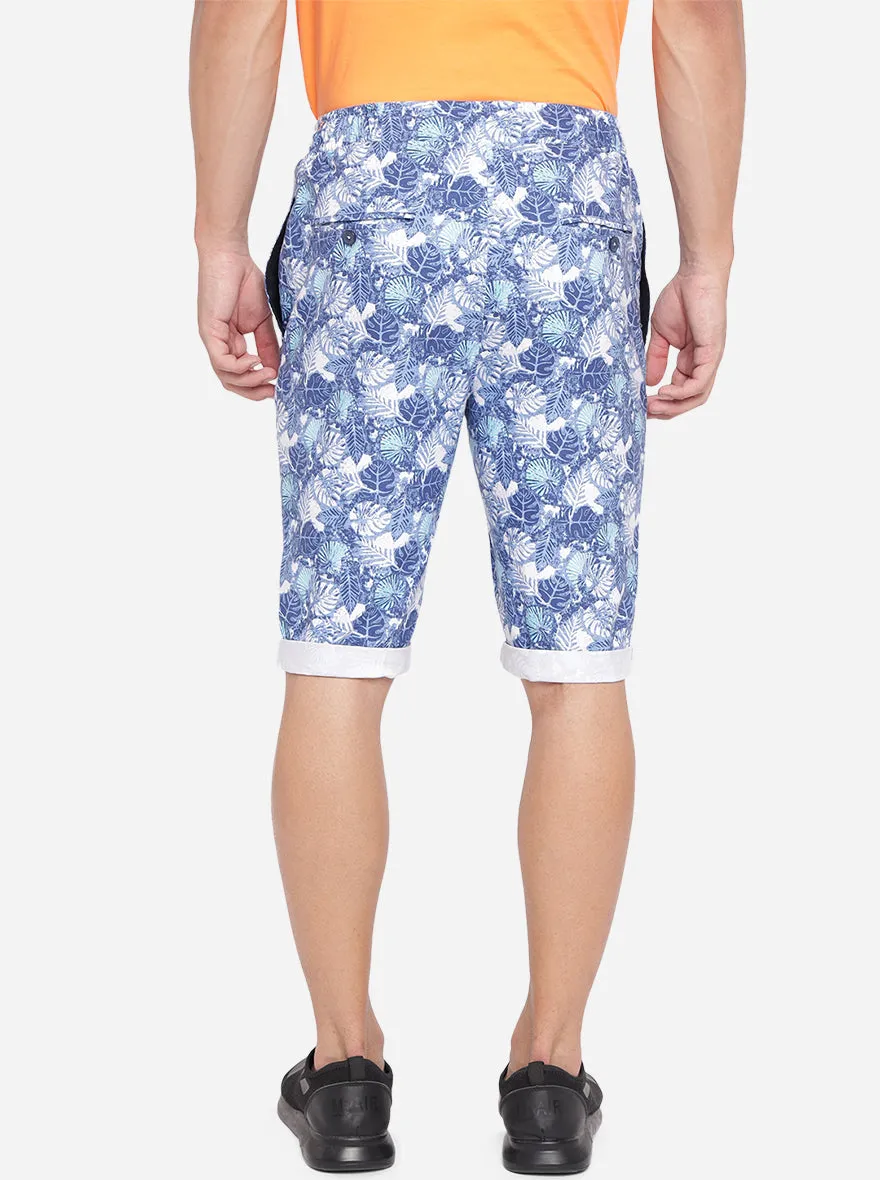 Royal Blue Printed Regular Fit Capri | JadeBlue