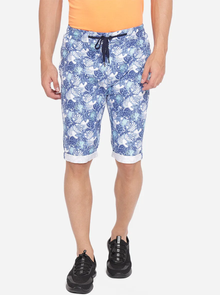 Royal Blue Printed Regular Fit Capri | JadeBlue