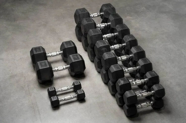 Rubber Hexagon Dumbbell (Pair)(Torque Fitness)