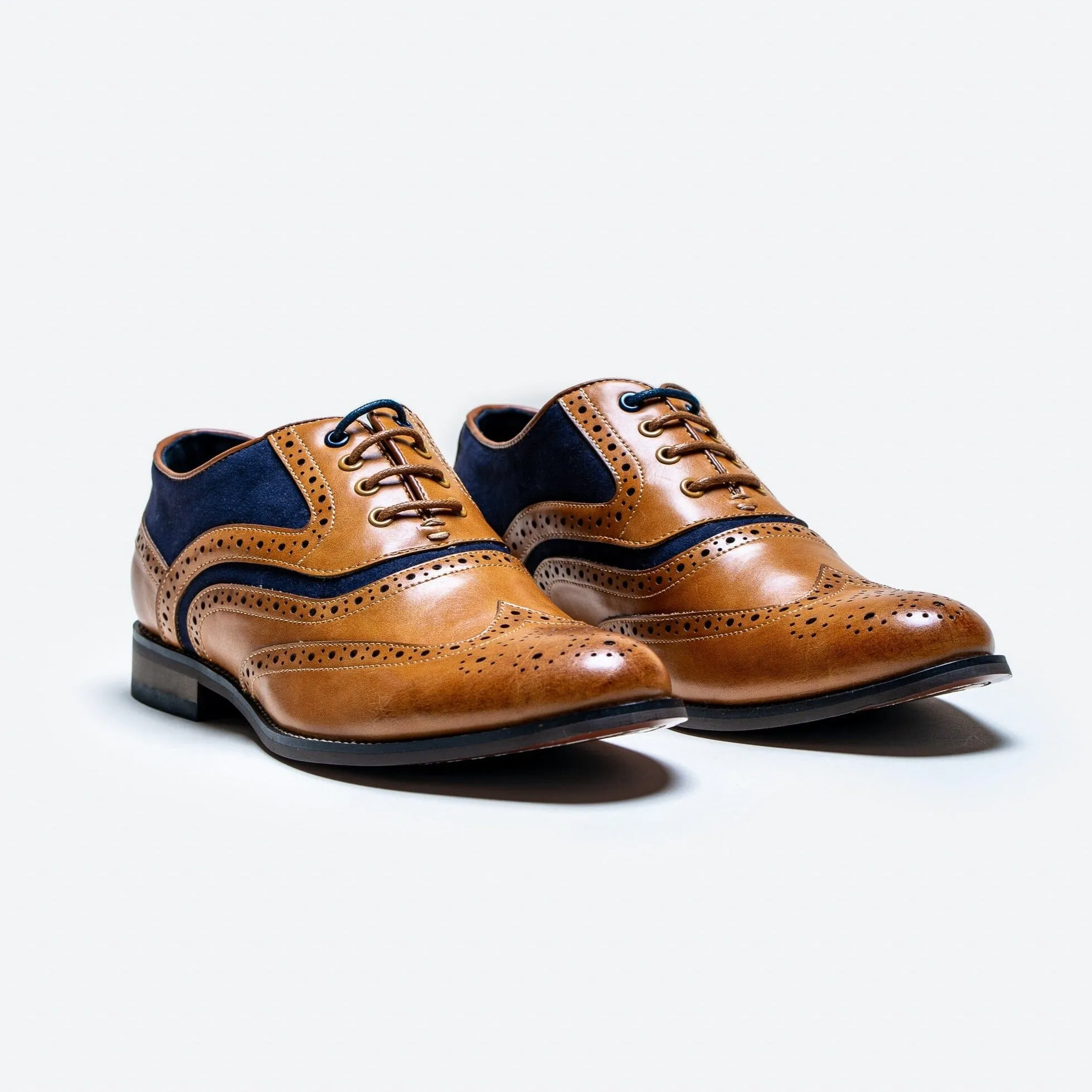 Russel Tan & Navy Brogue Shoes