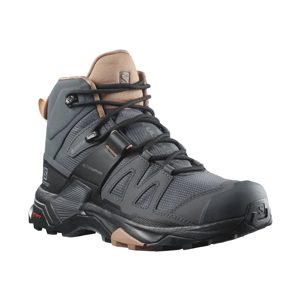 SALOMON X ULTRA 4 MID GTX EBONY/MOCHA MOUSSE/ALMOND CREAM - WOMENS