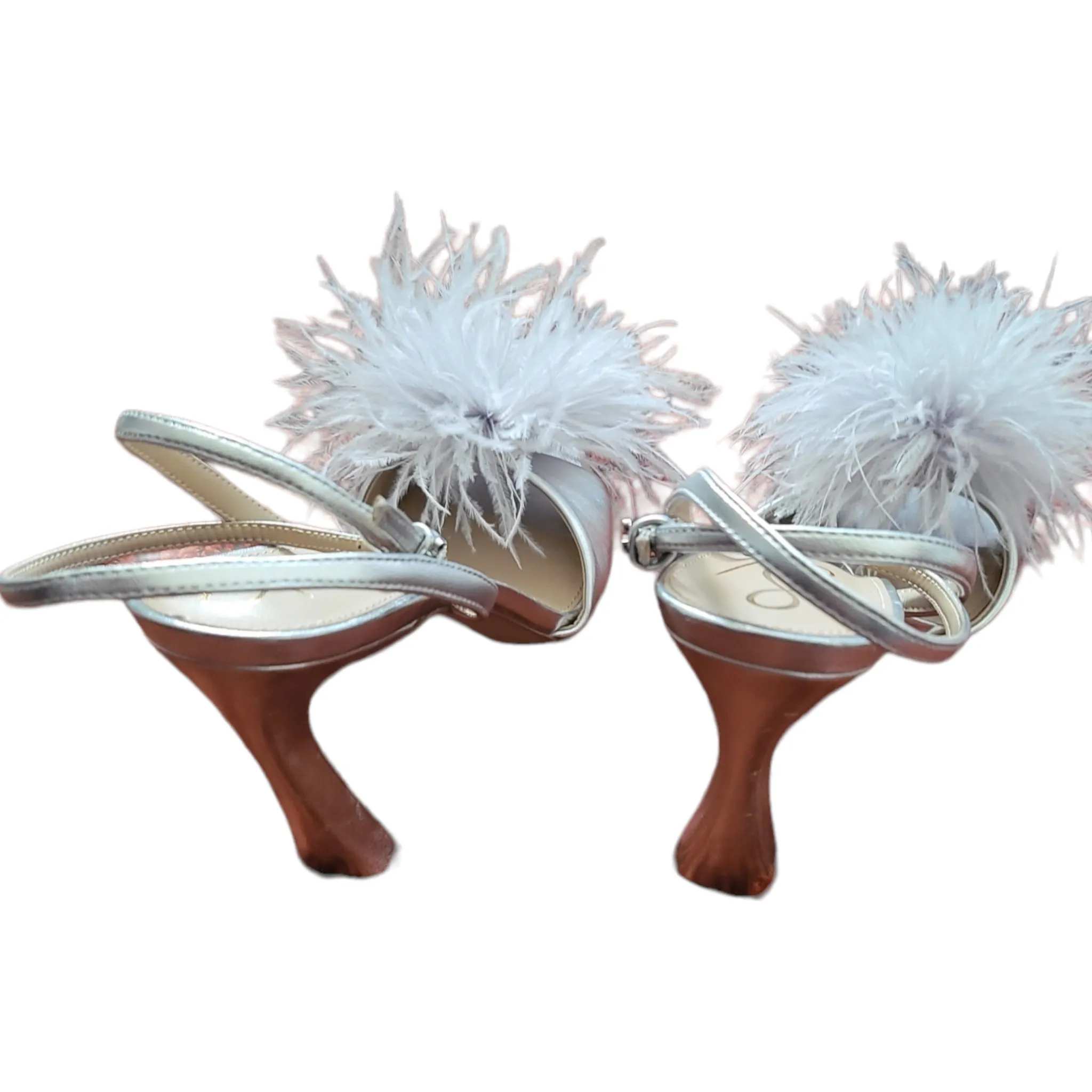 Sam Edelman Silver Leon Feather Heels Size 9