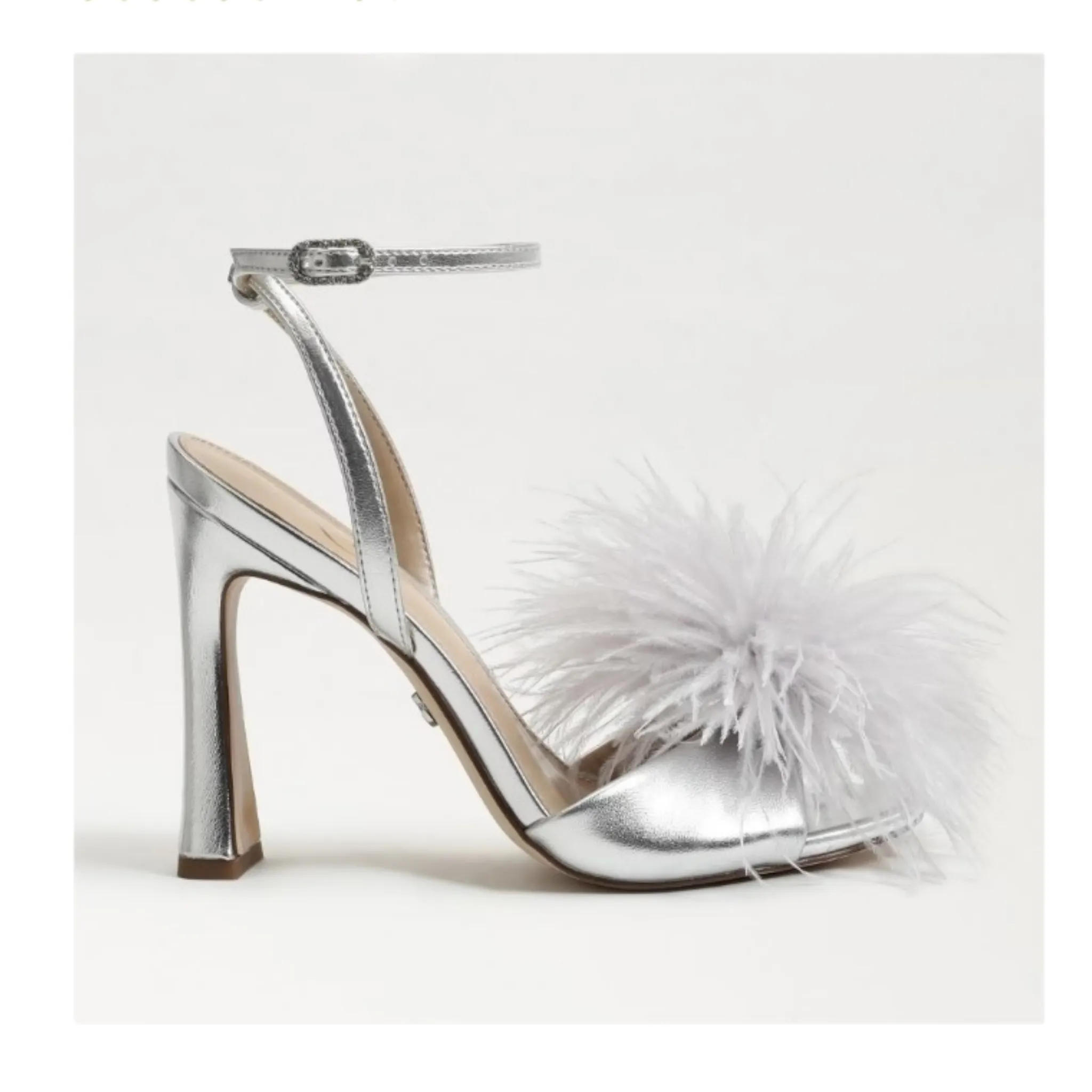 Sam Edelman Silver Leon Feather Heels Size 9