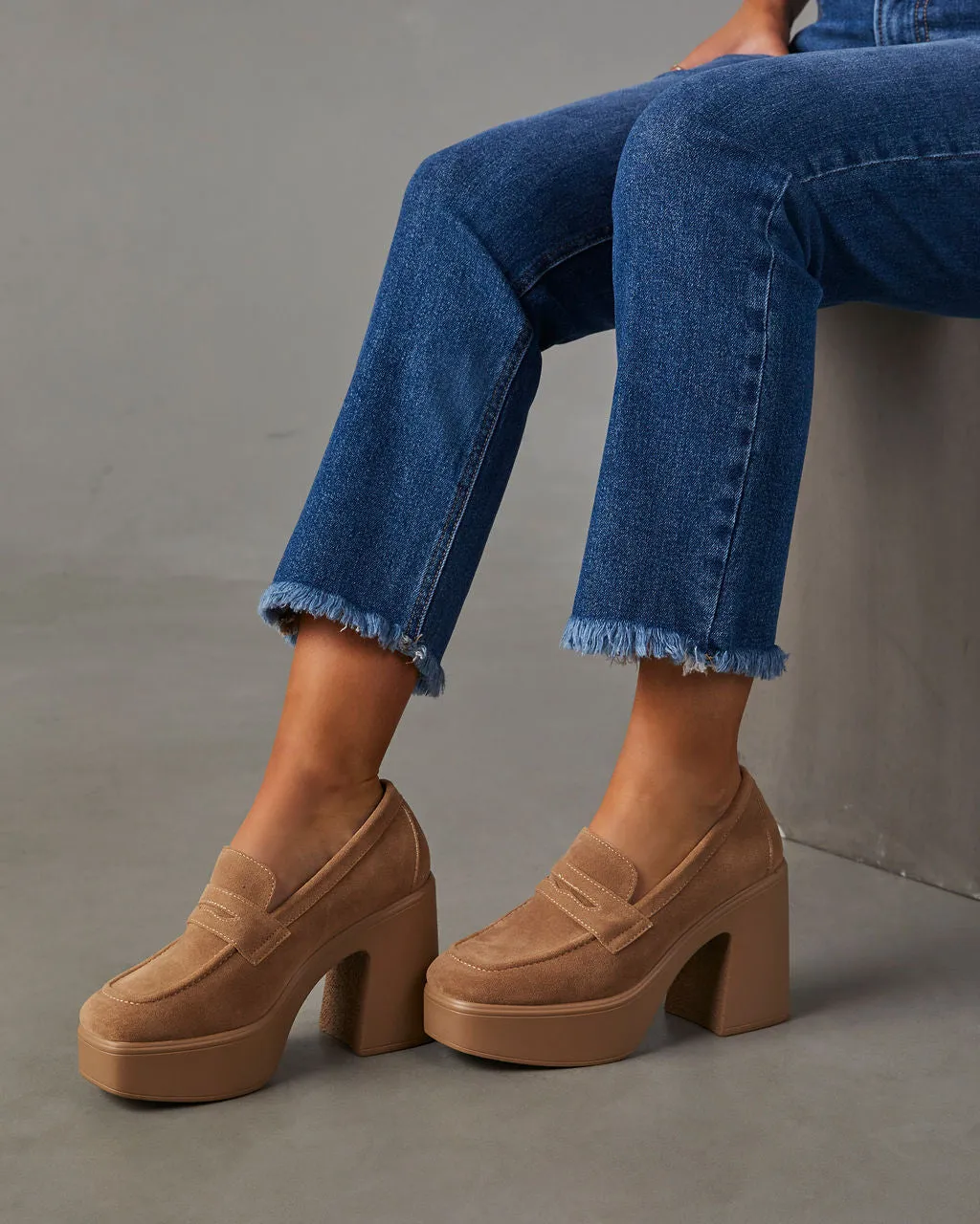 Sergio Suede Platform Heeled Loafers