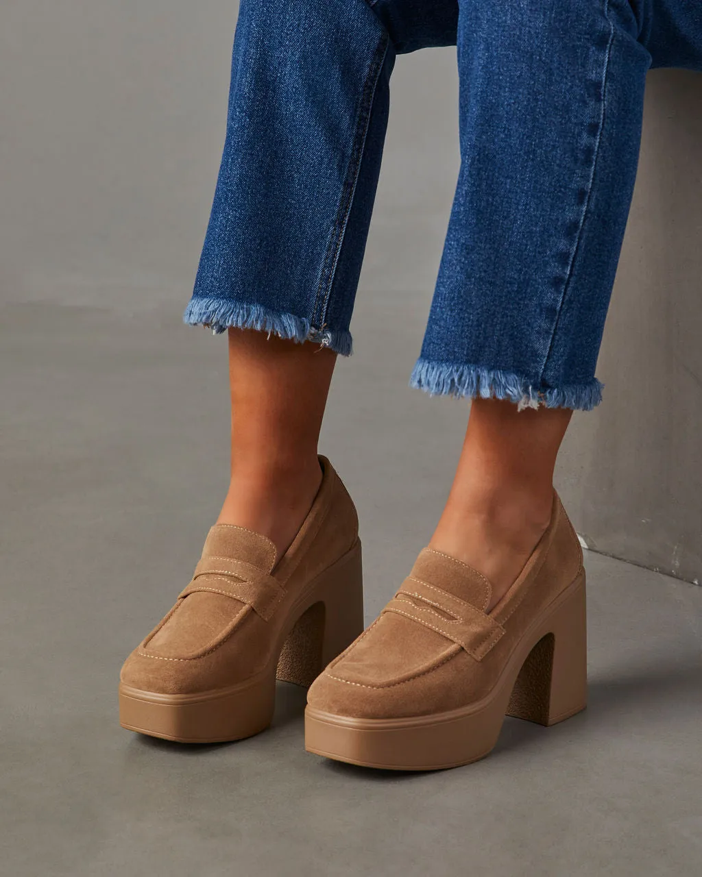 Sergio Suede Platform Heeled Loafers