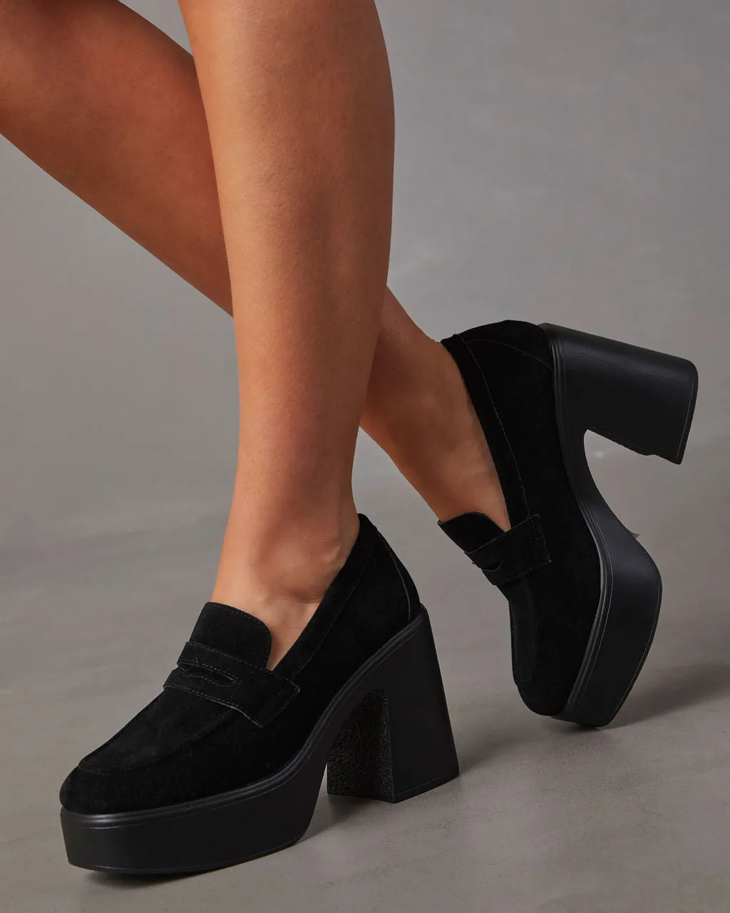 Sergio Suede Platform Heeled Loafers