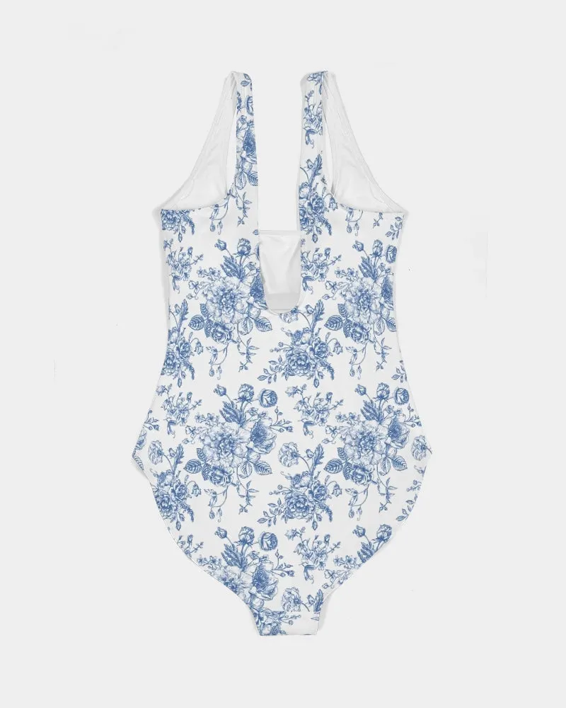 SMF Blue Toile Feminine One-Piece Swimsuit