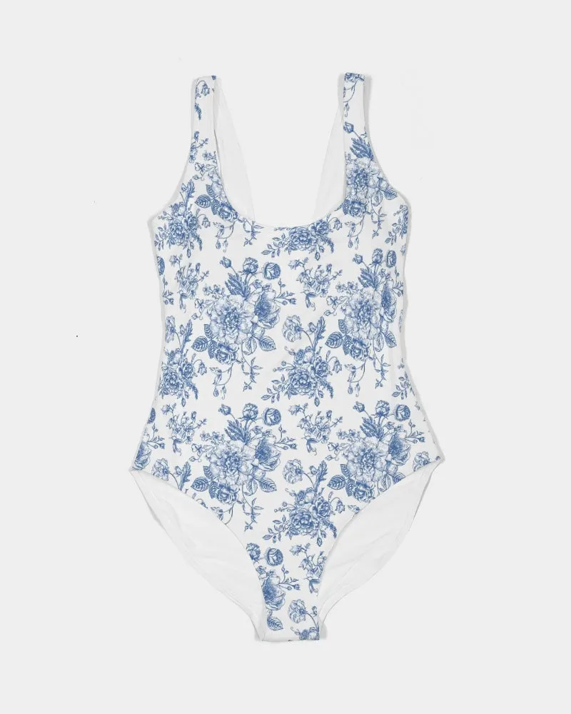 SMF Blue Toile Feminine One-Piece Swimsuit