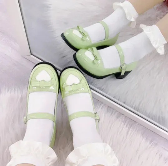 Sohiwoo Kawaii girl sweet lolita shoes college style lace bowknot princess kawaii shoes round head thick heel women shoes loli cosplay