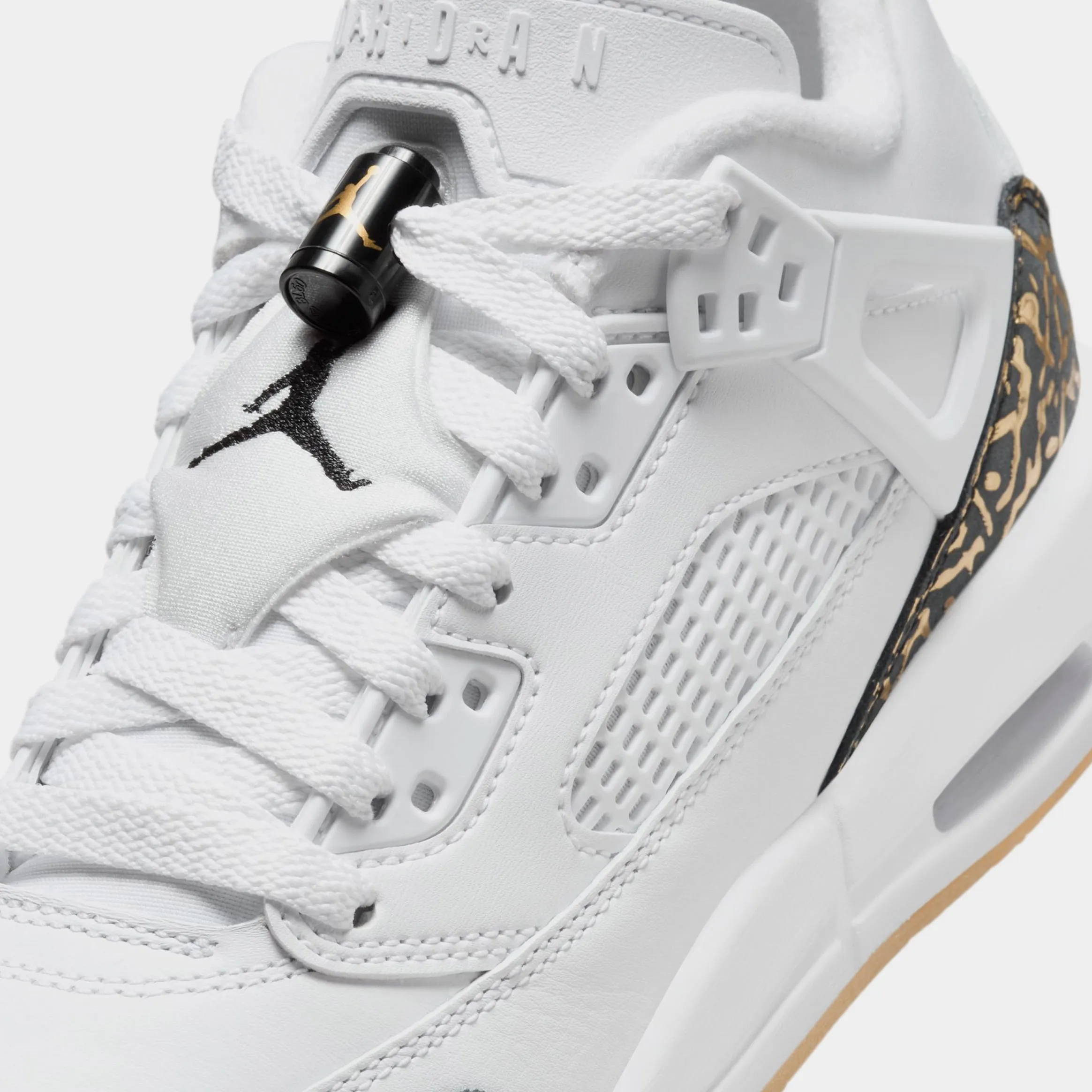 Spizike Low Grade School Lifestyle Shoes (White/Black/Metallic Gold)