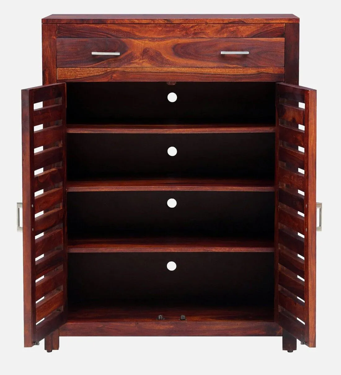 Stigen Sheesham Wood Shoe Cabinet In Honey Oak Finish,