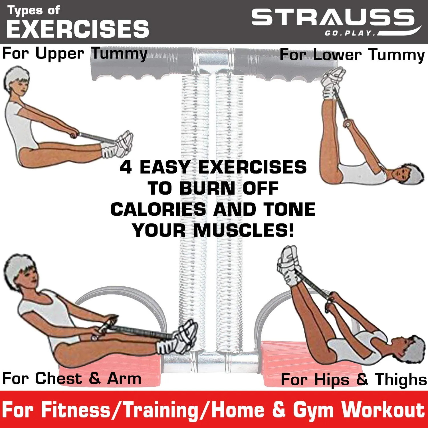 Strauss Double Toning Tube, (Grey) and Tummy Trimmer Pro