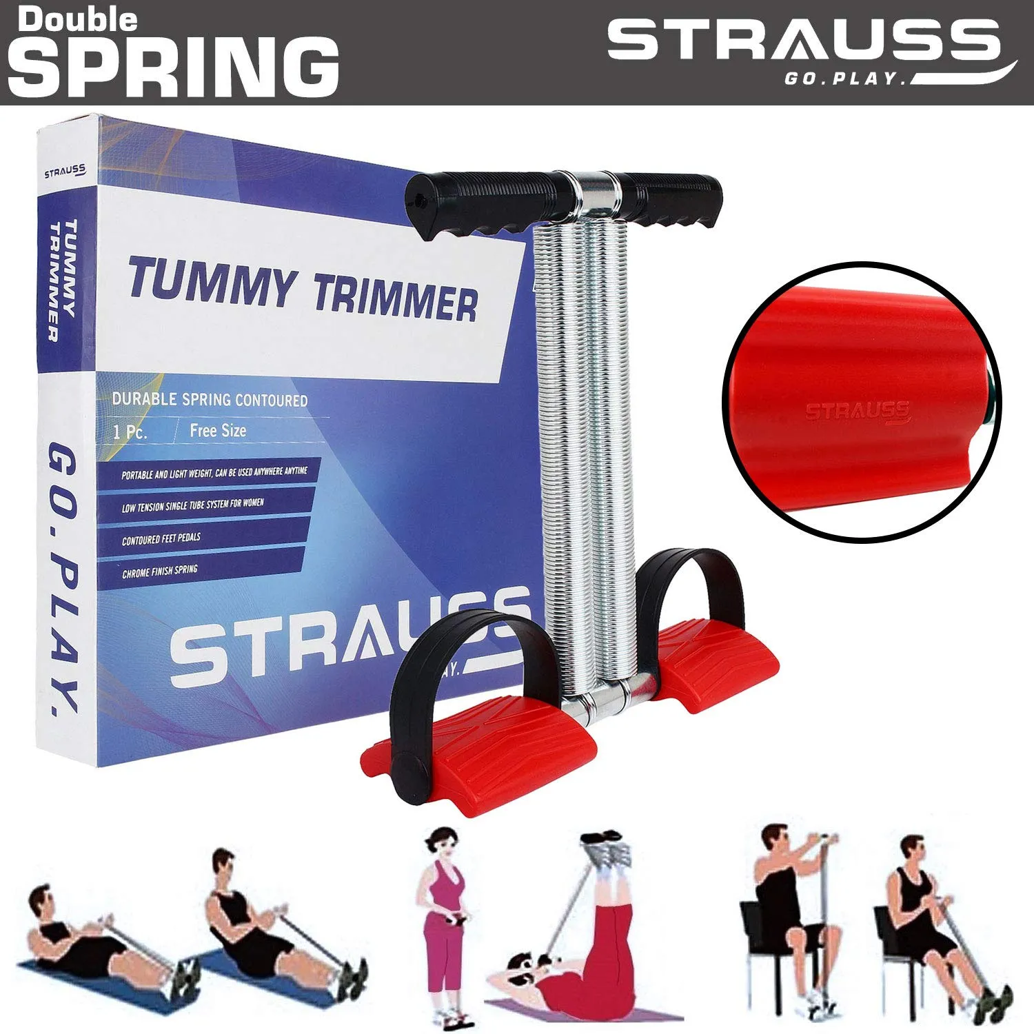 Strauss Double Toning Tube, (Grey), Yoga Soft Chest Expander and Tummy Trimmer Pro