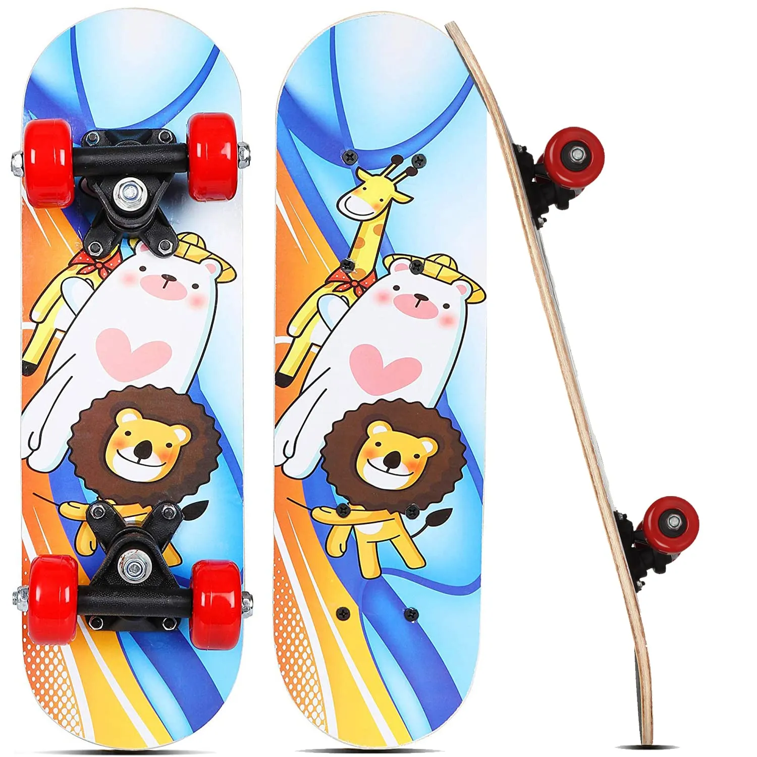 Strauss Kids Skateboard (Lion) | 43 CM Maple Wood Skateboard for Kids Upto 5 Years | Recommended for Boys and Girls | Beginner