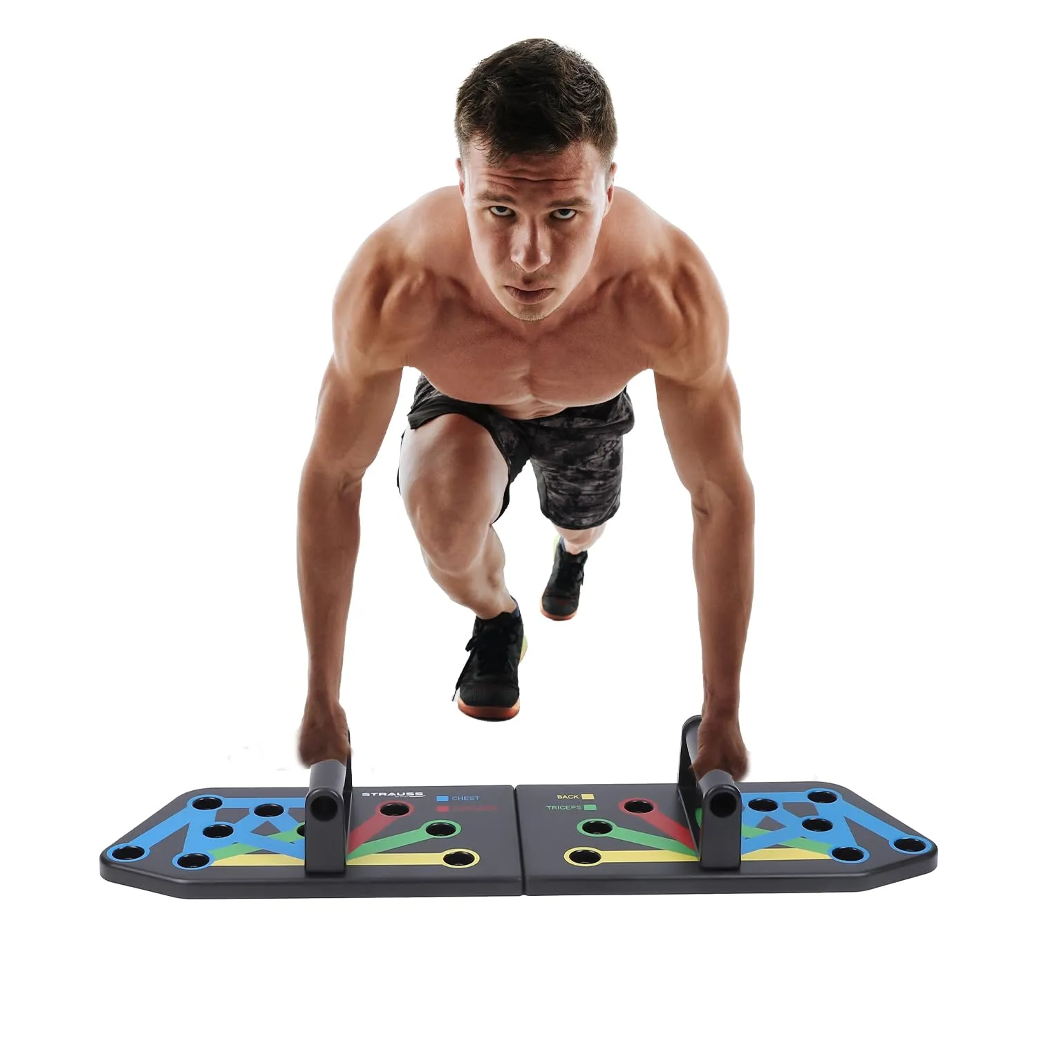 Strauss Multipurpose (17 in 1) function Push Up Board/Bars/Stand with Multiple Modes | Calisthenics,Gym and Excersing Equipment | Chest,Muscle,Triceps,Shoulders Workout | Both for Men and Women, Black