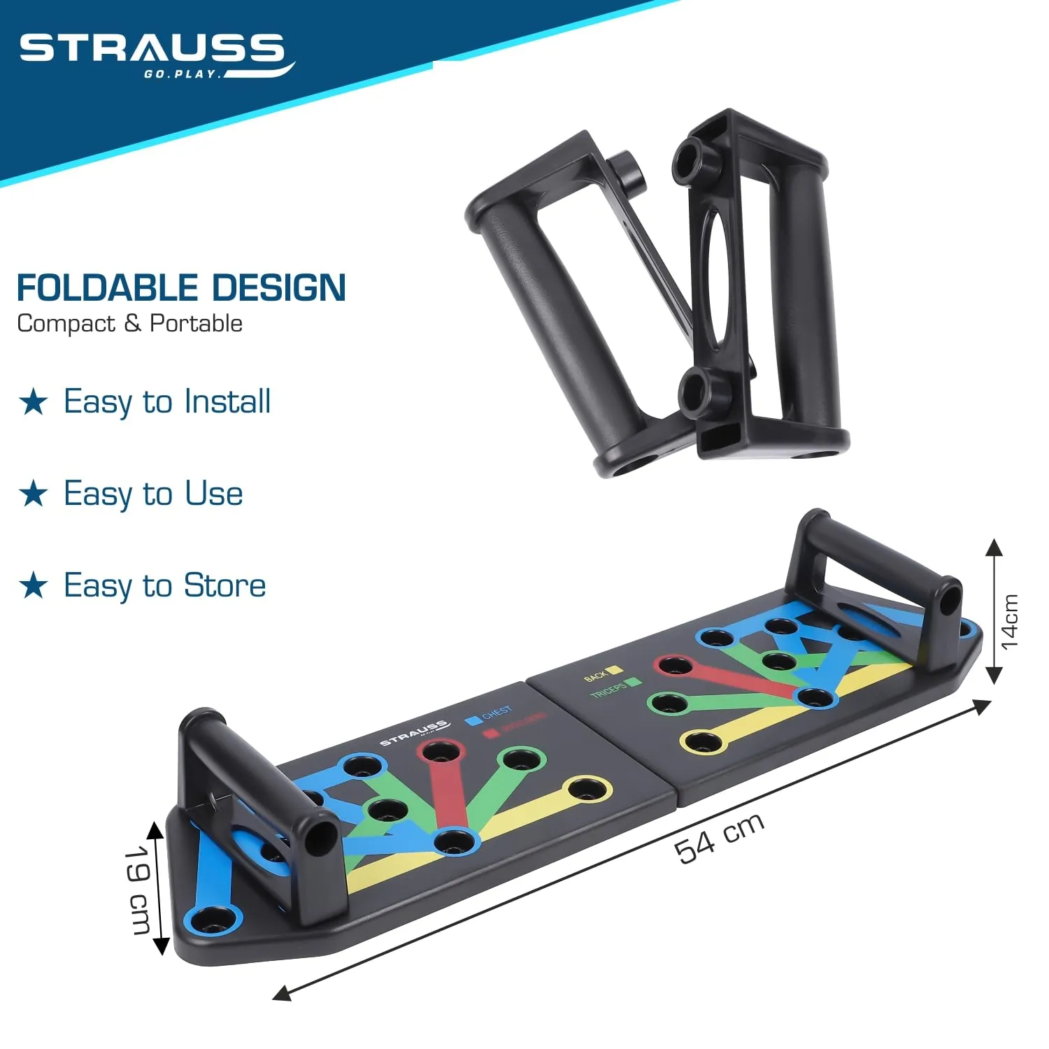 Strauss Multipurpose (17 in 1) function Push Up Board/Bars/Stand with Multiple Modes | Calisthenics,Gym and Excersing Equipment | Chest,Muscle,Triceps,Shoulders Workout | Both for Men and Women, Black