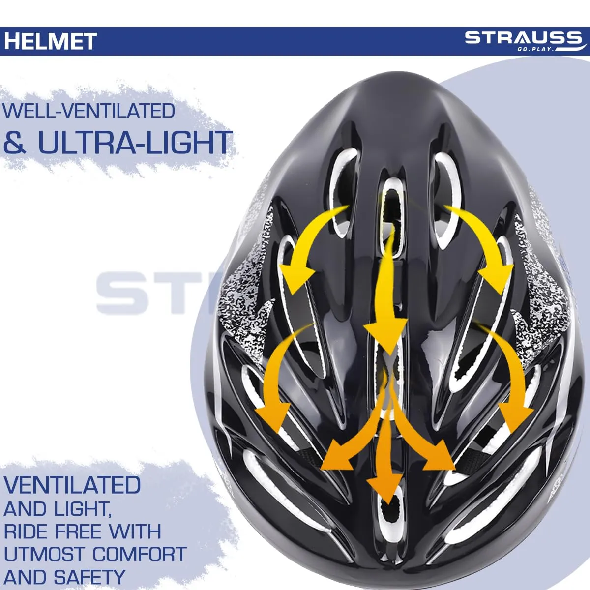 STRAUSS Solaris Cycling Helmet | Adjustable Multi-Utility Sports Helmet for Cycling, Skating & Skateboarding | Lightweight with Good Ventilation | Affordable and Ideal for Adults 15  (Black)