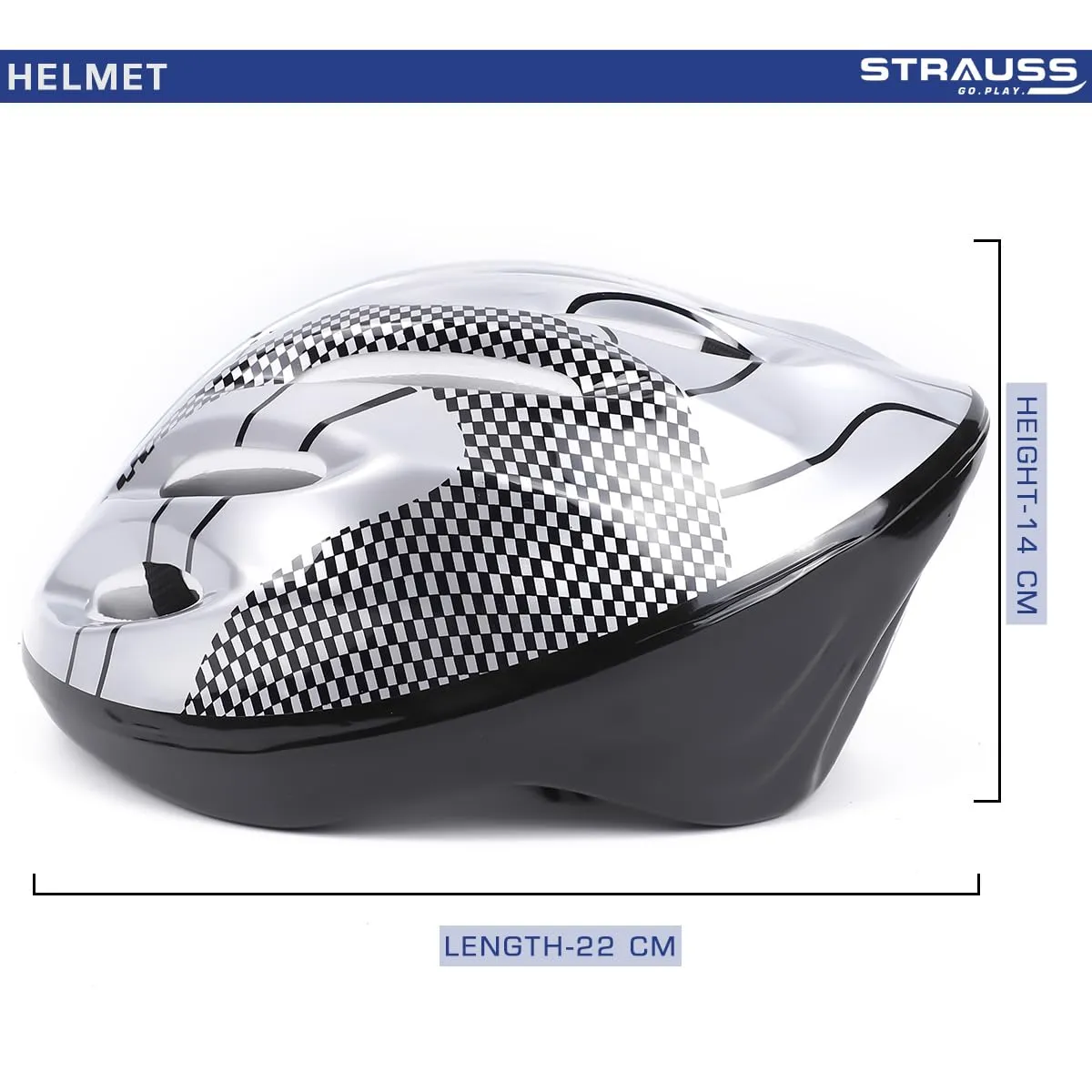 STRAUSS Solaris Cycling Helmet | Adjustable Multi Utility Sports Helmet For Cycling, Skating And Skateboarding| Light Weight With Superior Ventilation | Ideal For Adults And Kids, (Silver), Small