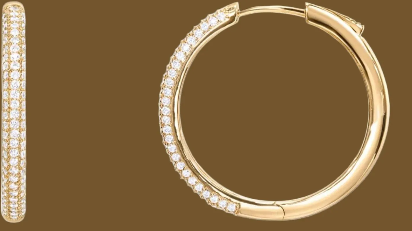 Stunning PAVOI 14K Gold Plated Sterling Silver Hoop Earrings with Halo CZ Huggie Design for Women