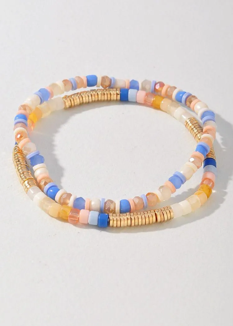 Talulla 2 Layer Mixed Bead Bracelet - Blue Multi