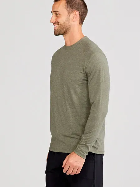 tasc Performance Men's Carrollton Long Sleeve Fitness T-Shirt in Cactus Heather