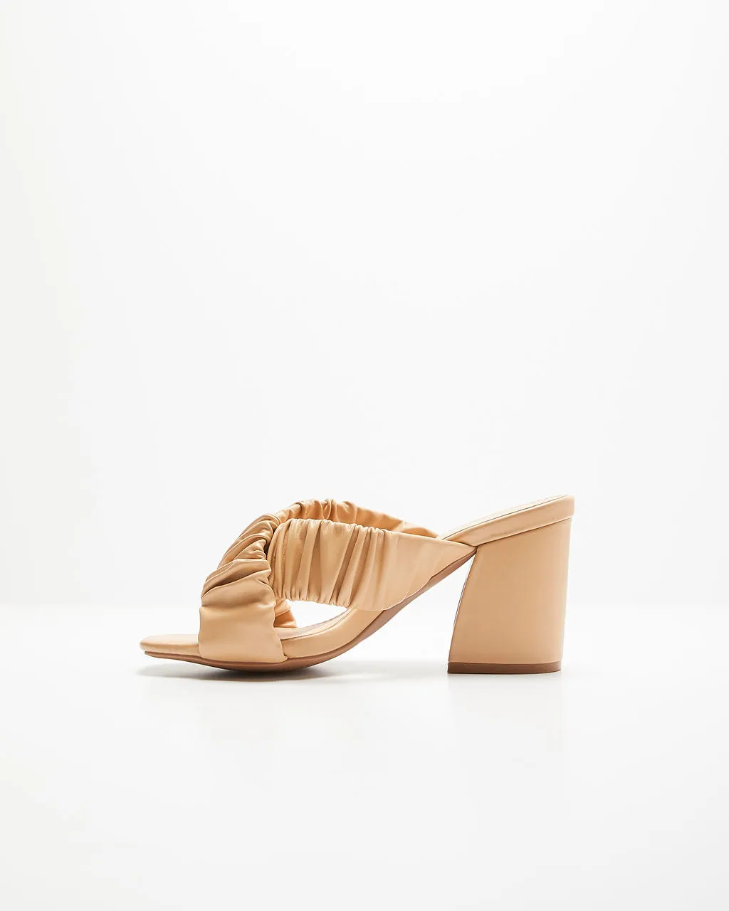 Tetra Crisscross Ruched Block Heeled Sandals