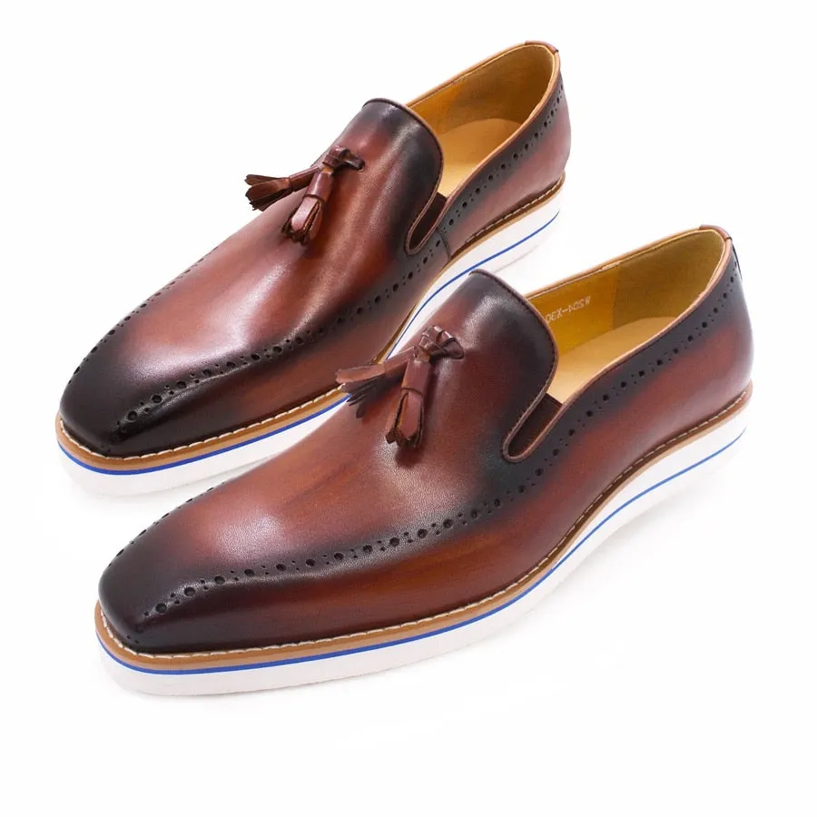 Timeless Genuine Leather Full Grain Insole Tassel Decorated Loafers