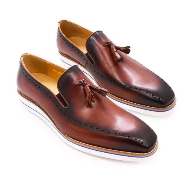 Timeless Genuine Leather Full Grain Insole Tassel Decorated Loafers