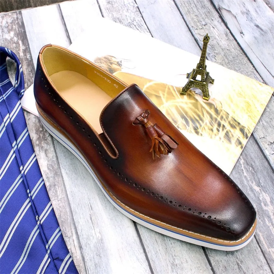 Timeless Genuine Leather Full Grain Insole Tassel Decorated Loafers