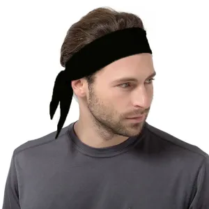 Unisex Sweat Wicking Stretchy Exercise Yoga Gym Bandana Headband Sweatband Head Tie Scarf Wrap, Size: 1.2*0.06m (Black)