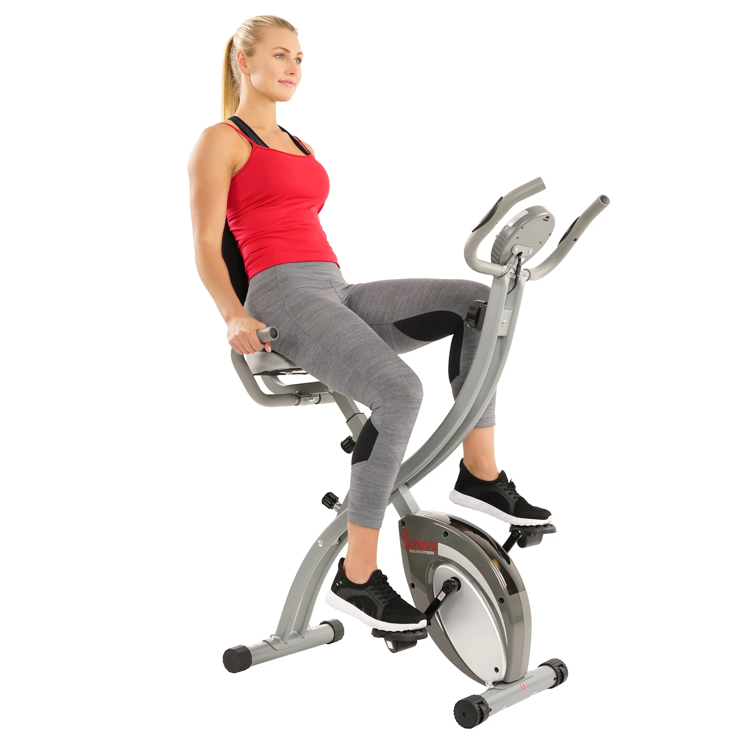 Upright Folding Magnetic Semi Recumbent  Bike, Comfort XL w/ High Weight Capacity and Pulse Rate