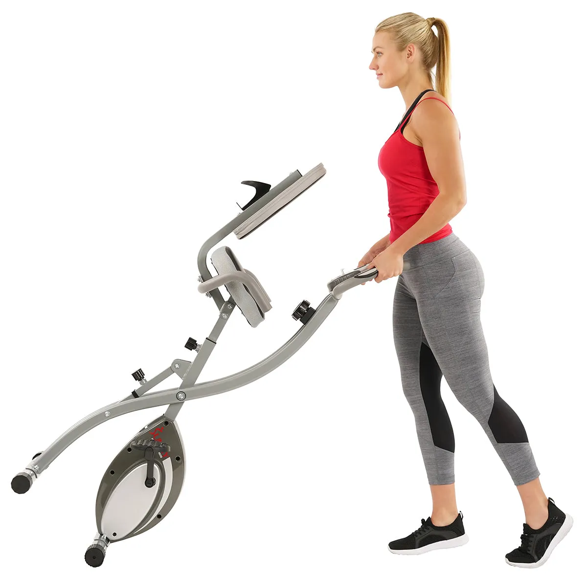 Upright Folding Magnetic Semi Recumbent  Bike, Comfort XL w/ High Weight Capacity and Pulse Rate