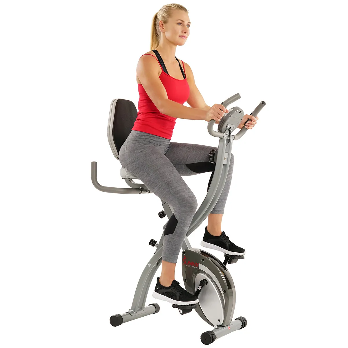 Upright Folding Magnetic Semi Recumbent  Bike, Comfort XL w/ High Weight Capacity and Pulse Rate