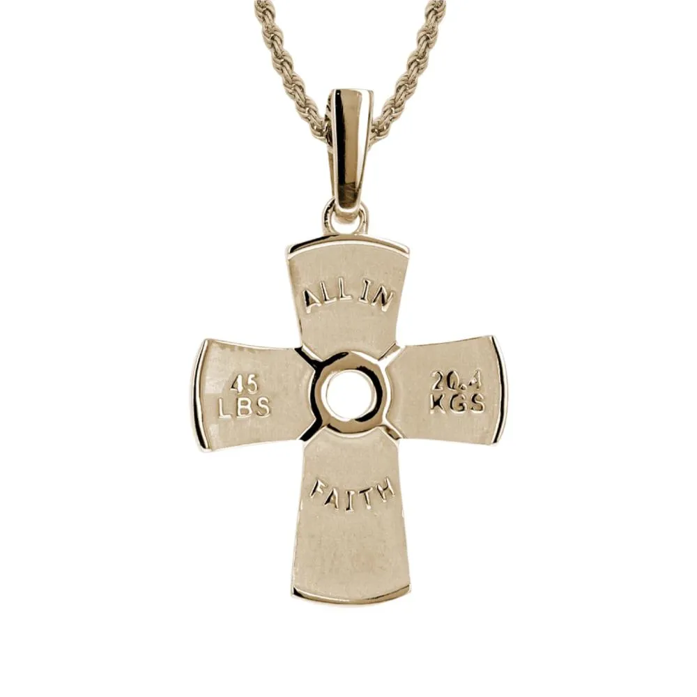 Weight Plate Cross Necklace | Gold