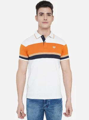 White Striped Slim Fit Polo T-Shirt | Greenfibre