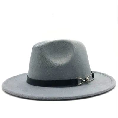 Wool Vintage Gangster Trilby Felt Fedora Hat With Wide Brim Gentlemen and Ladies