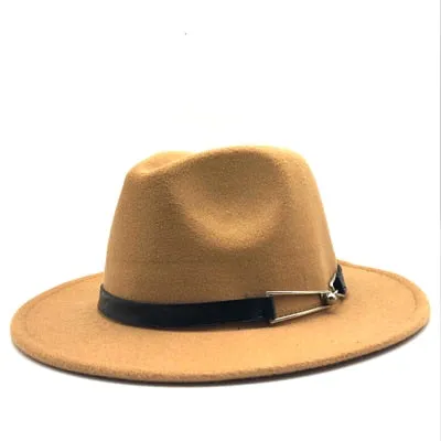 Wool Vintage Gangster Trilby Felt Fedora Hat With Wide Brim Gentlemen and Ladies